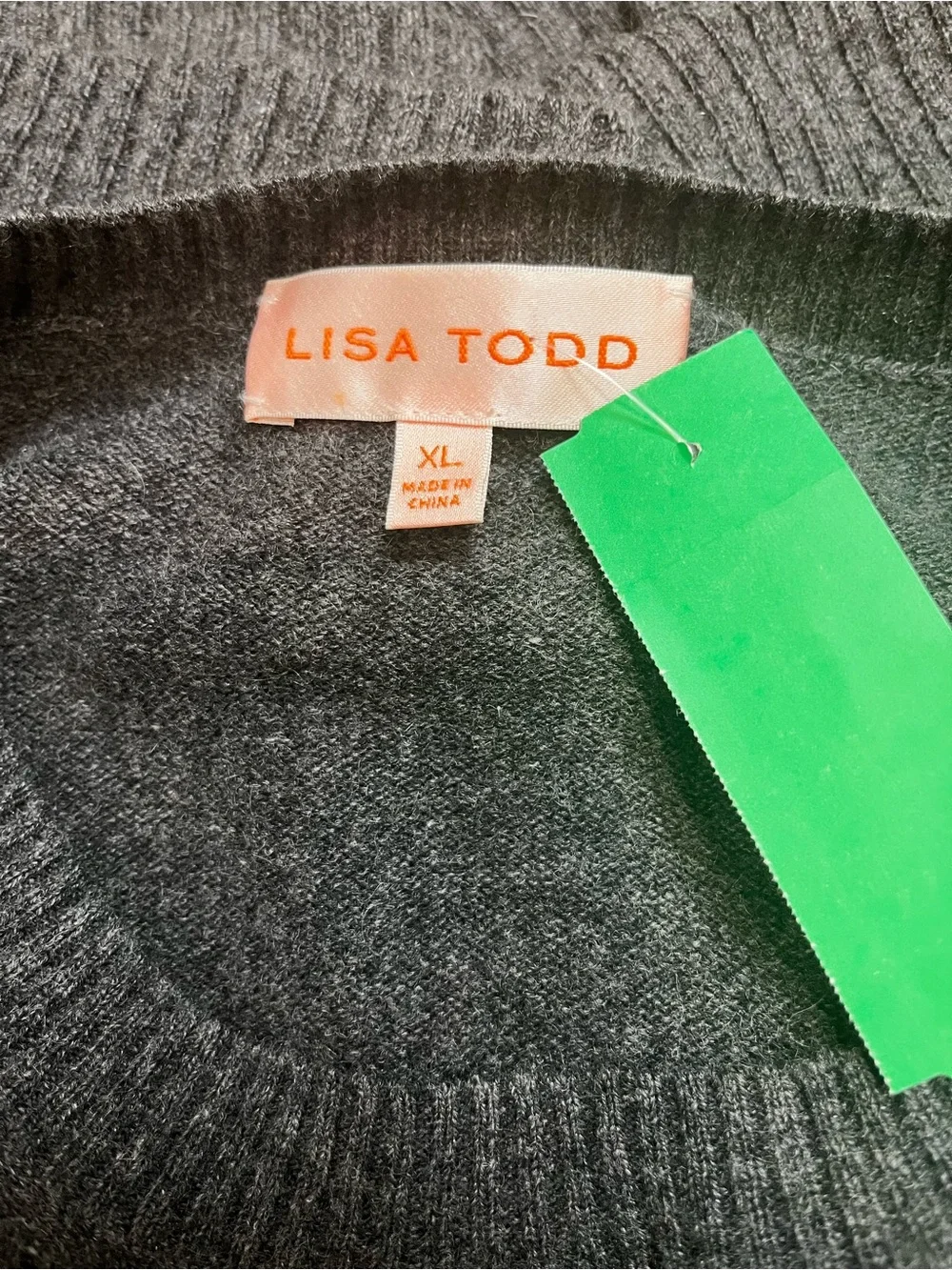 Lisa Todd Dark Gray Long Sleeve Sweater Size XL